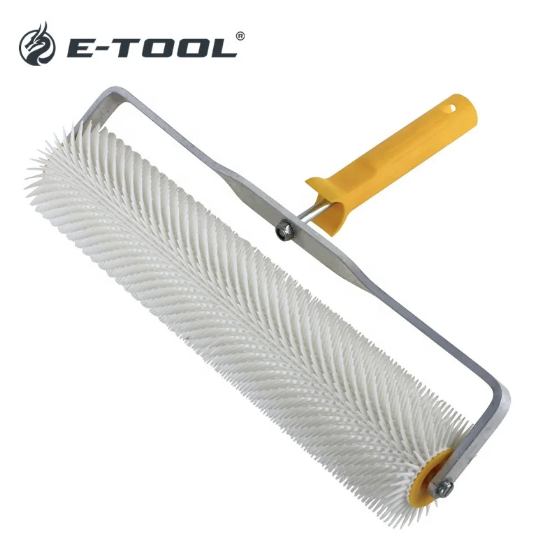
White Nylon Spikes Air Removal Roller with Handle 