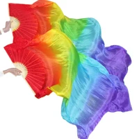 

Stage Performance Chinese 1.8M Bamboo Silk Fans Colorful Belly Dance Fans Veils