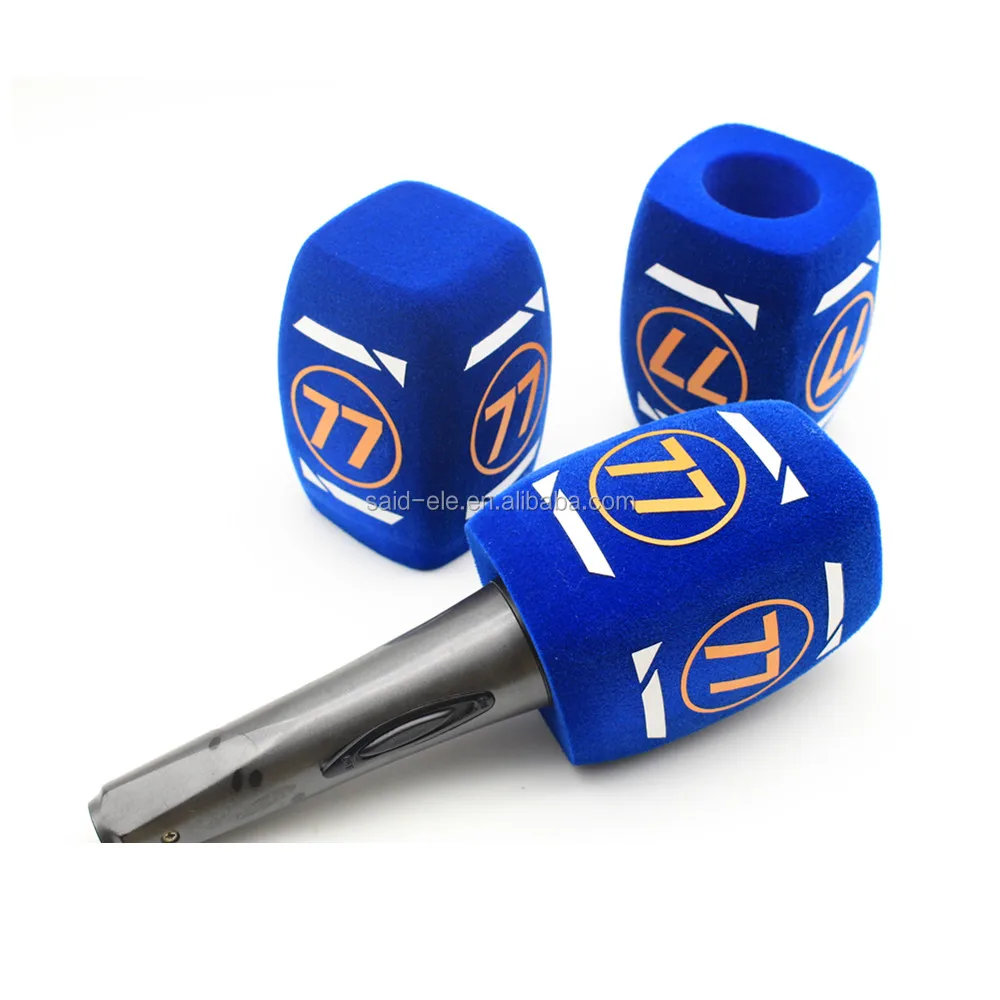 

Kazakhstan Television Mic Flag Reporter Microphone Windscreen Sponge Custom Logo Printed, Blue or custom color