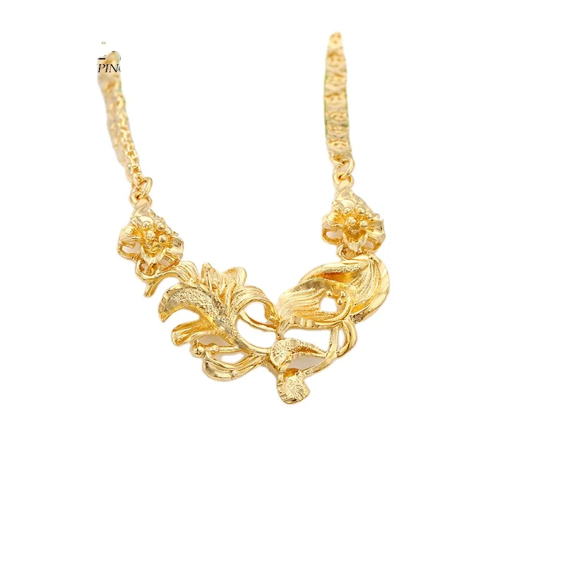 

Xuping dubai gold 24K jewelry flowers necklace for women