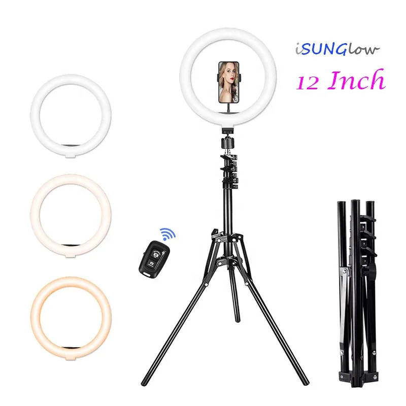 

12inch LED Makeup Ring Light Selfie Tattoo Eyelash Lamp Online Tutorial Video Photography Light with Tripod Stand Camera Shutter
