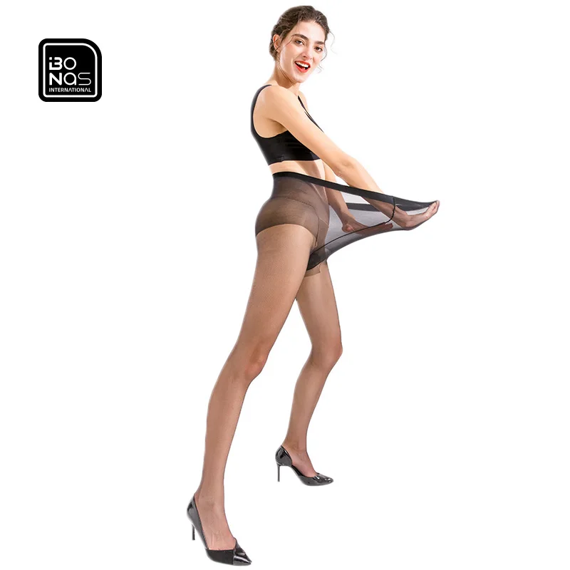 

BONAS Wholesale In stock Japan Black Skin Sexy Lady Black Seamless Women Logo Pantyhose Video, Black/nude/customized colour