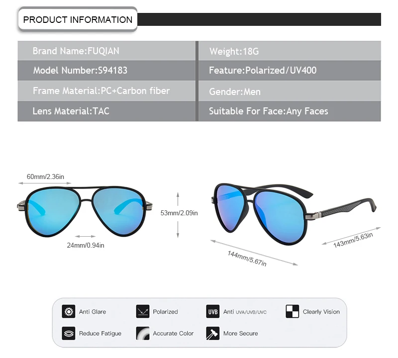 Customized Logo Cool Outdoor Sports Carbon Fiber Frame TAC Lens Men Polarized Polit Sunglasses