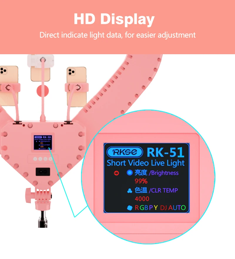 Inch Rk51 Heart Shape 50cm Inch Rgb Ring Light Kit Ring Light With Live Makeup Ring Light For Tik Tok Buy Inch Ring Light Led Ring Light Ring Light