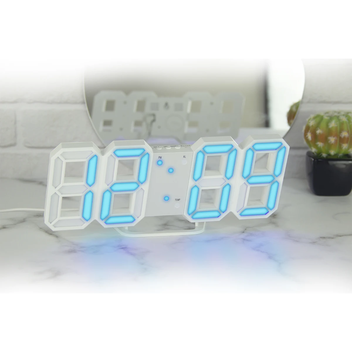 

EMAF Korea luminous 3D LED Table Wall Clock Digital Timer Nightlight Alarm Clock for Warehouse Office Living Room, White, red, blue, pink, orange, black