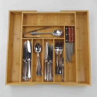 

expandable bamboo kitchen drawer organizer for storage cooking tableware utensils