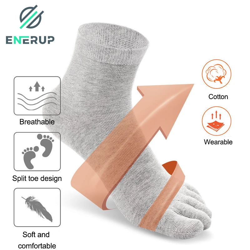 

Enerup Wholesale Custom Design Fashion Individualized Striped five finger Socks Crew Men's Colorful Cotton five finger Socks