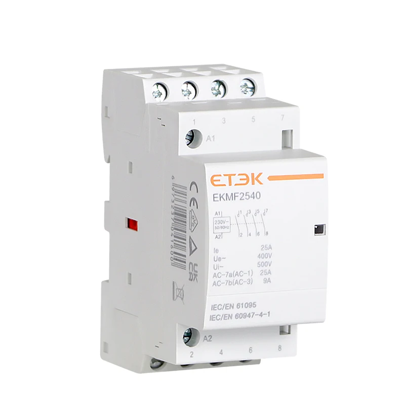 

ETEK EKMF 4P 40A 2NO+2NC Coil 24VAC 110VAC 230VAC Modular Contactor with TUV CB test report CE Approval