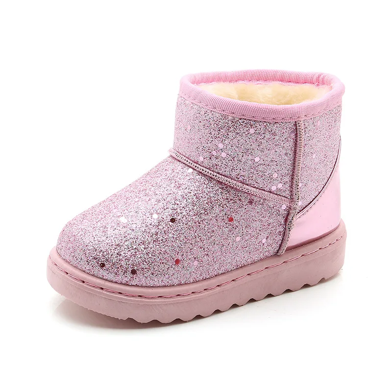 

Wholesale Winter New Women Ankle Boot Fashion Plus Size Flat Booties Sequin Ladies Cotton Shoes Snow Boots for kids