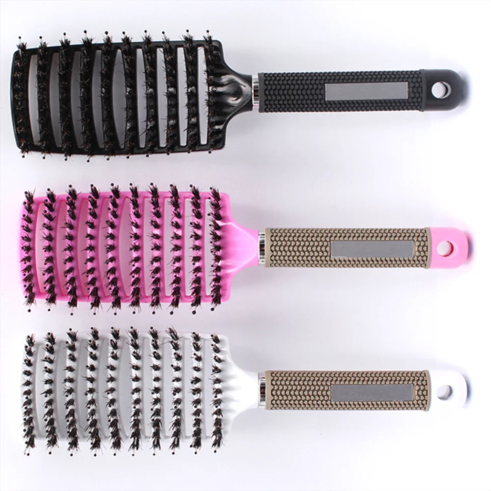 

Free Shipping Natural Boar Hairbrush Women Long Thick Thin Fine Curly Tangled Hair Massage Scalp Bristle Hair Brush Combs