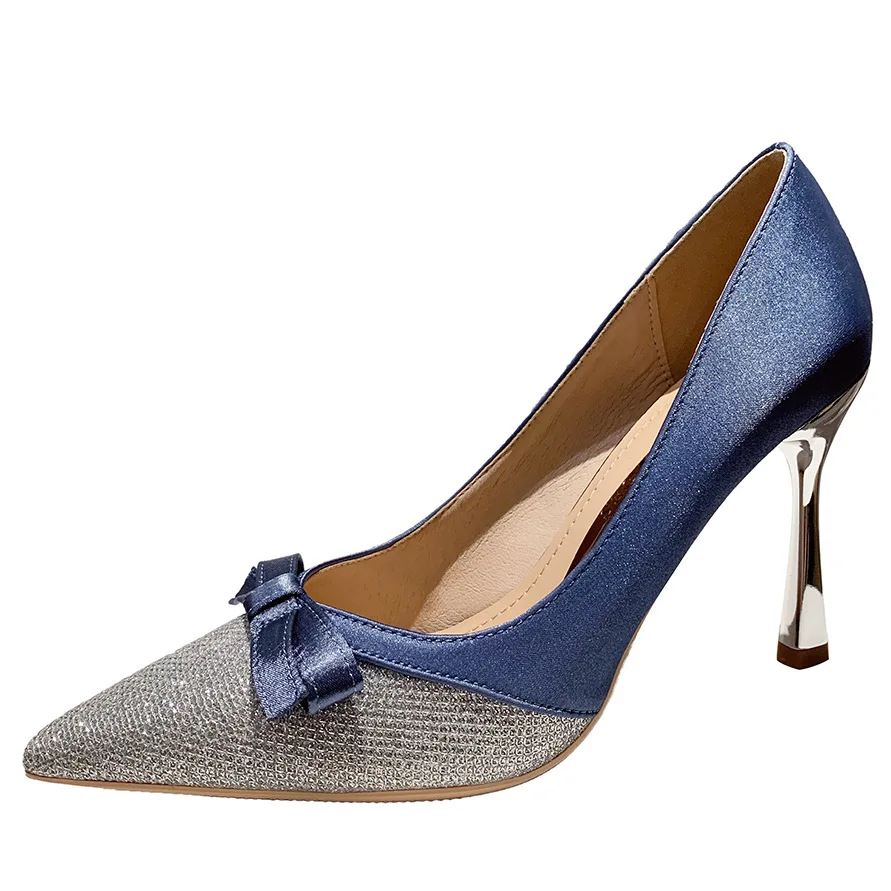 

sh10167a Female wedding dress shoe bowknot design women high heel shoes