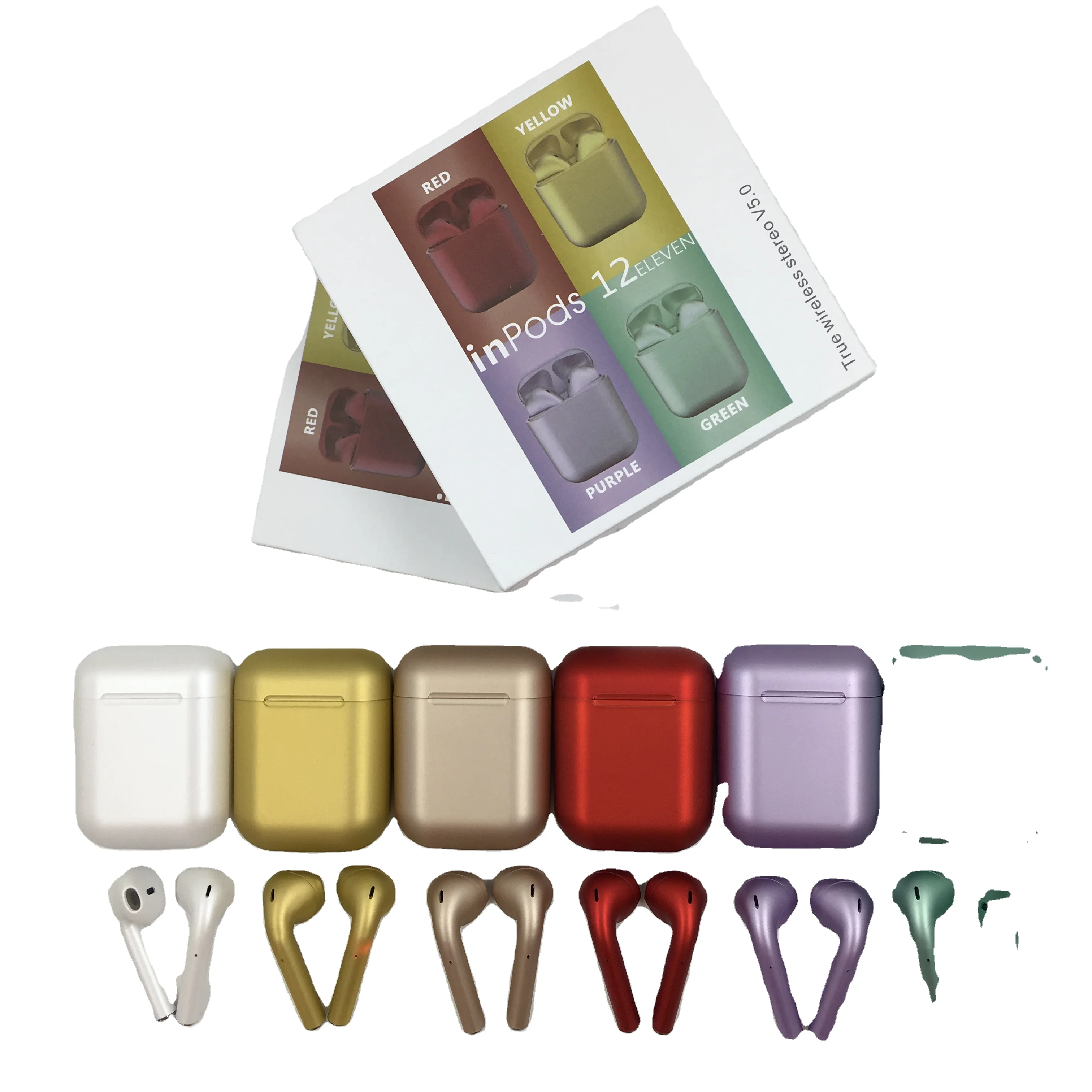 

Luxury Metal Inpods 12 Blue tooth 5.0 Wireless Earphone Pop-up TWS Stereo Mini Funky Earbuds