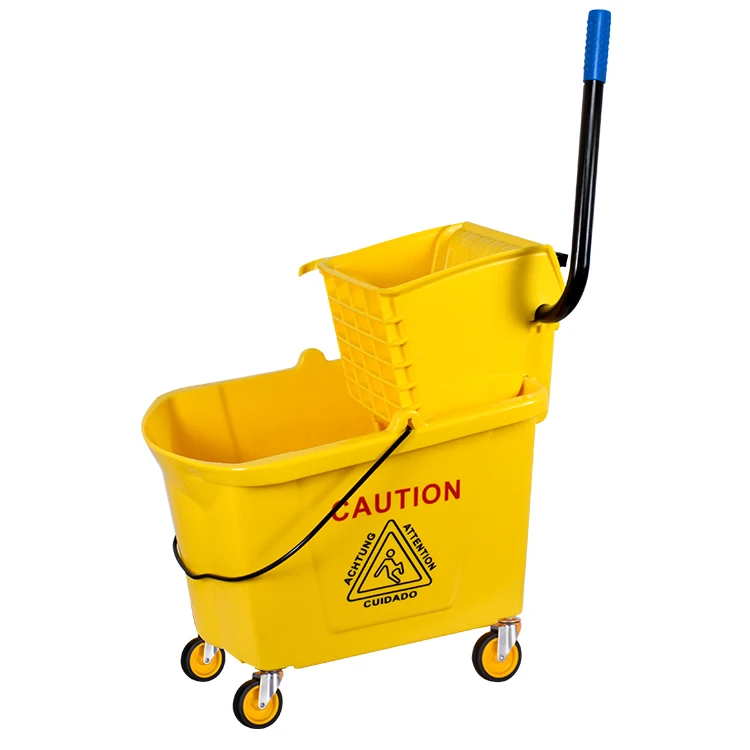 

TOPSALE Wringer Bucket Cleaning Plastic Trolley Down-press Deluxe Mop Wringer Wholesale, Yellow, customized