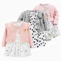 

Fashion Princess Little Girl 2pcs/set Dress Jacket + Short Sleeve Dress Set Baby Girls Rompers Baby Girls Dresses