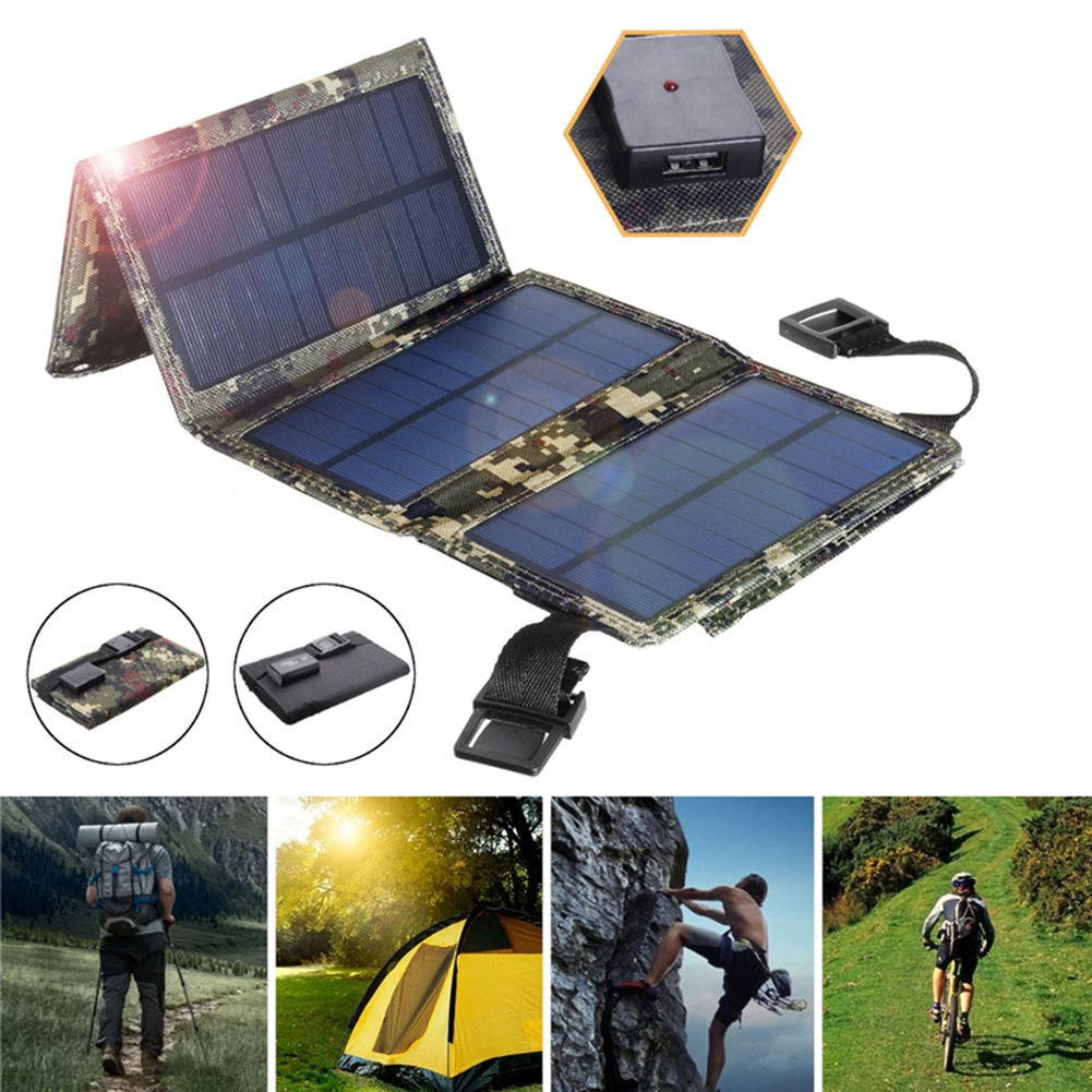 

Flexible Solar Panel USB Portable Folding Foldable Waterproof Power Bank Outdoor Camping Hiking Phone Charger