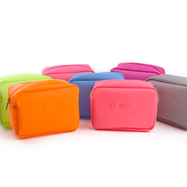 

Ziplock Small Women Travel Storage Pouch Waterproof Zipper Candy Color Products Cosmetic Silicone Makeup Bag, Candy colors