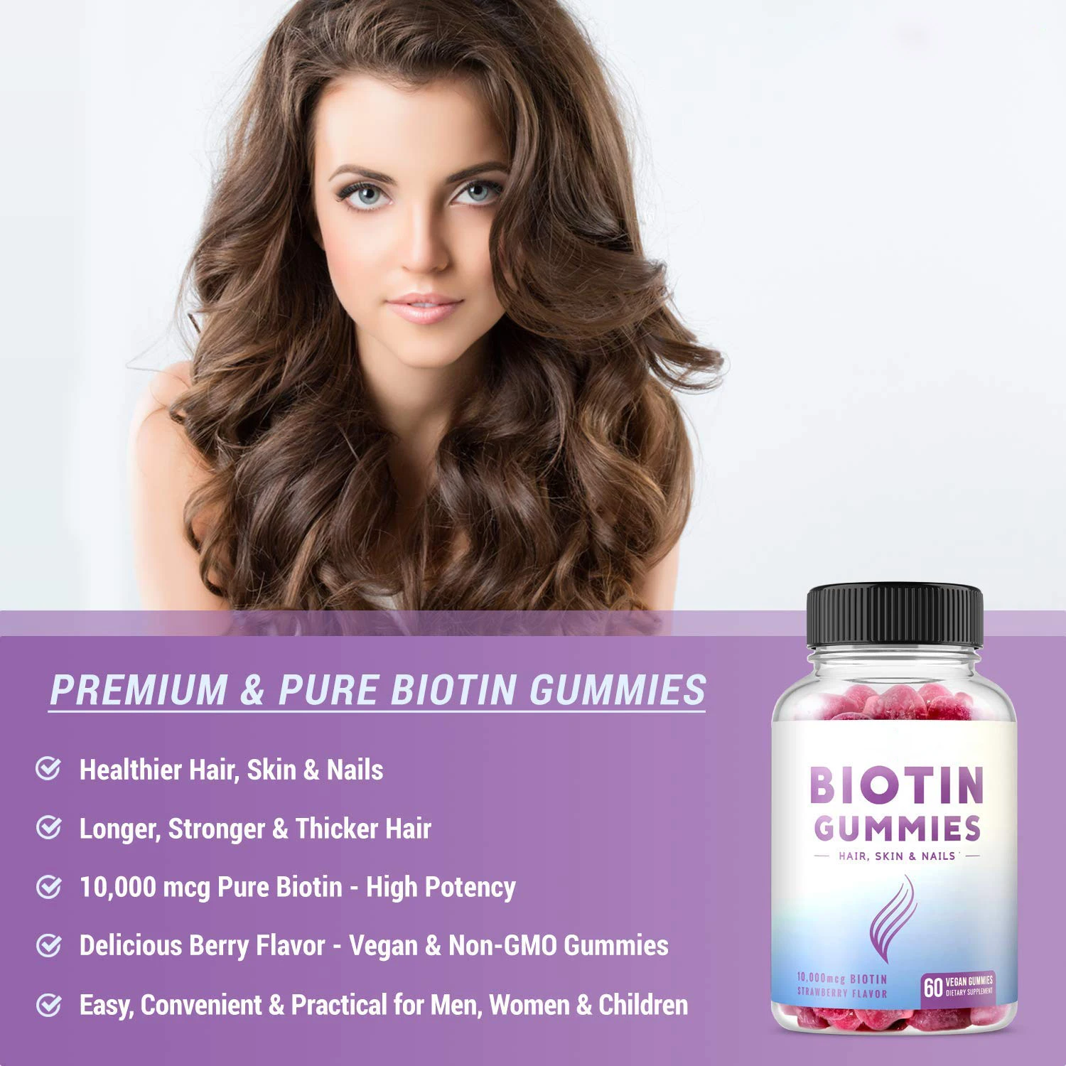 Hair Gummy Bears Vitamins With Biotin 5000 Mcg Vegangluten Freechewy Natural Hair Vitamin 6804