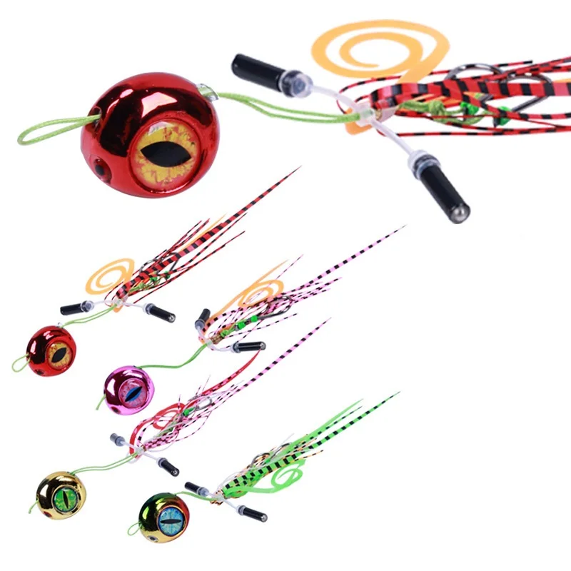 

40/60/80/100/120/150/200g Silicone Rubber Skirt Trailer metal Jigs Octopus Kabura Jigs Snapper madai jigging fishing lure