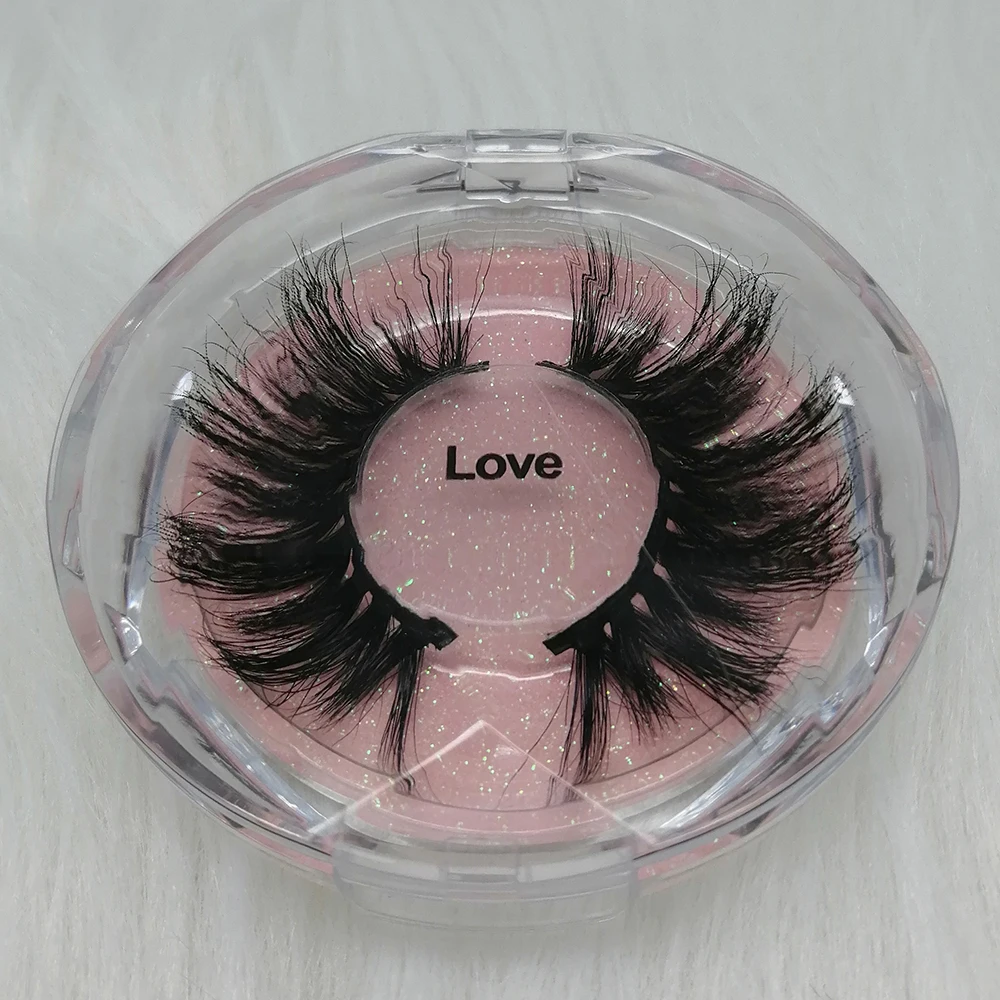 

Muting Your Own Brand Makeup Private Label Premium Clear Round Luxury Unique Mink Circle Empty Round Custom Eyelash Packaging, Natural black