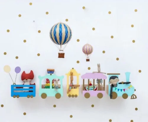 

Cute Design Wooden Kids Room Wall Shelf For Home Decor, Multi color