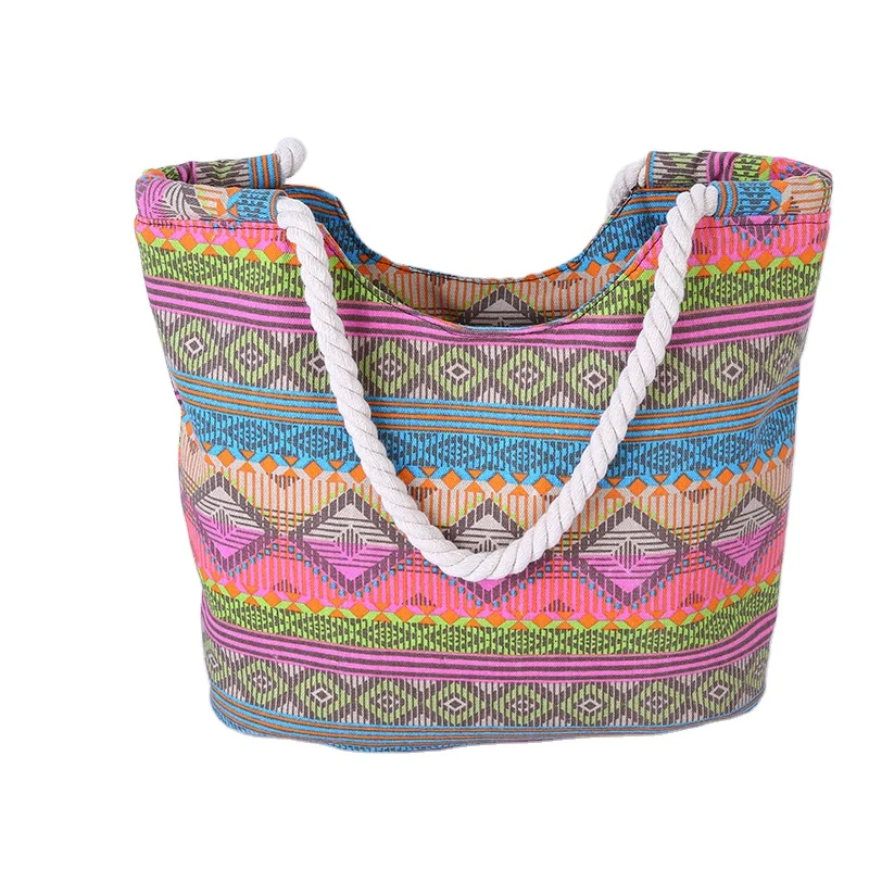 

Wholesale canvas stripe tote bags new arrival tote beach bag, Customized color