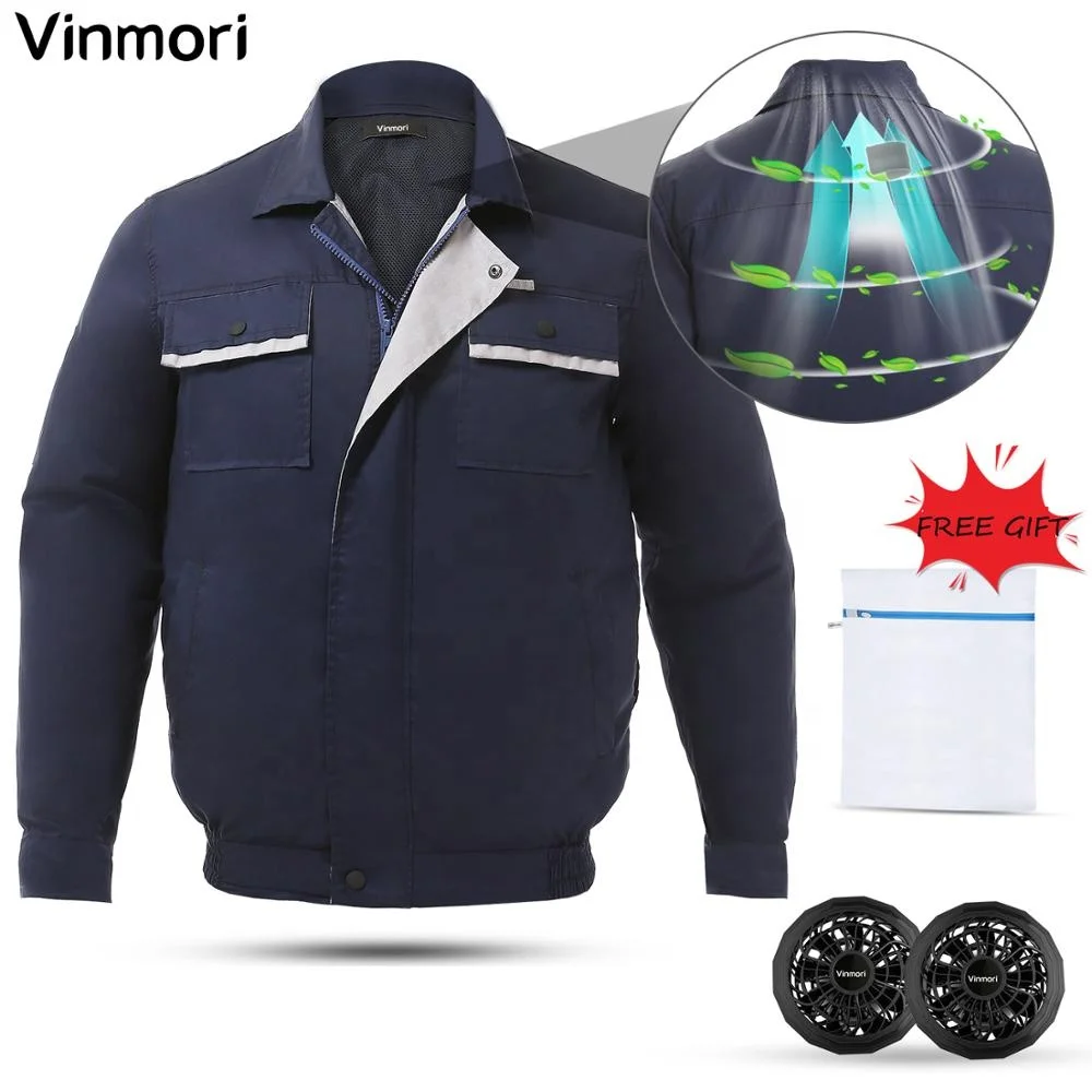 

Vinmori 2019 New Air Conditioning Clothes with 2 Fan Cooling Workerwear Uniform, Blue