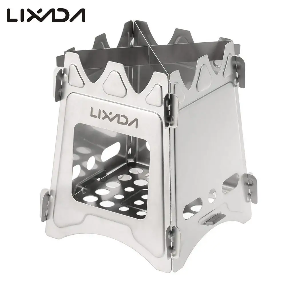 

Lixada Camping Titanium Wood Stove Outdoor Camping Cooking Picnic Portable Folding Wood Stove Burning for Cooking Picnic Hunting