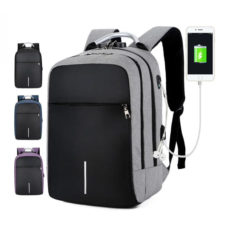 

2021 Hot Seller High Quality Water Resistance Slim Smart Backpack USB Lockable Anti Theft Travel Laptop School Backpack For Men, Black,grey, blue,purple,or customized