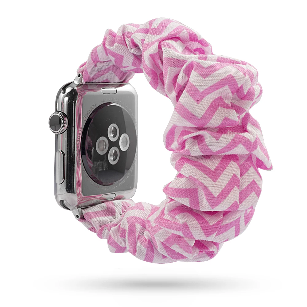 

38/40mm 42/44mm Colorful Seersucker Cloth Scrunchie Elastic Watch Band, Full color