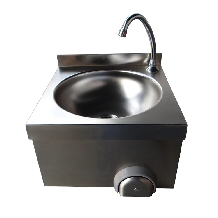 European style commercial hand free knee operated sink stainless steel sink washing basin for restaurant