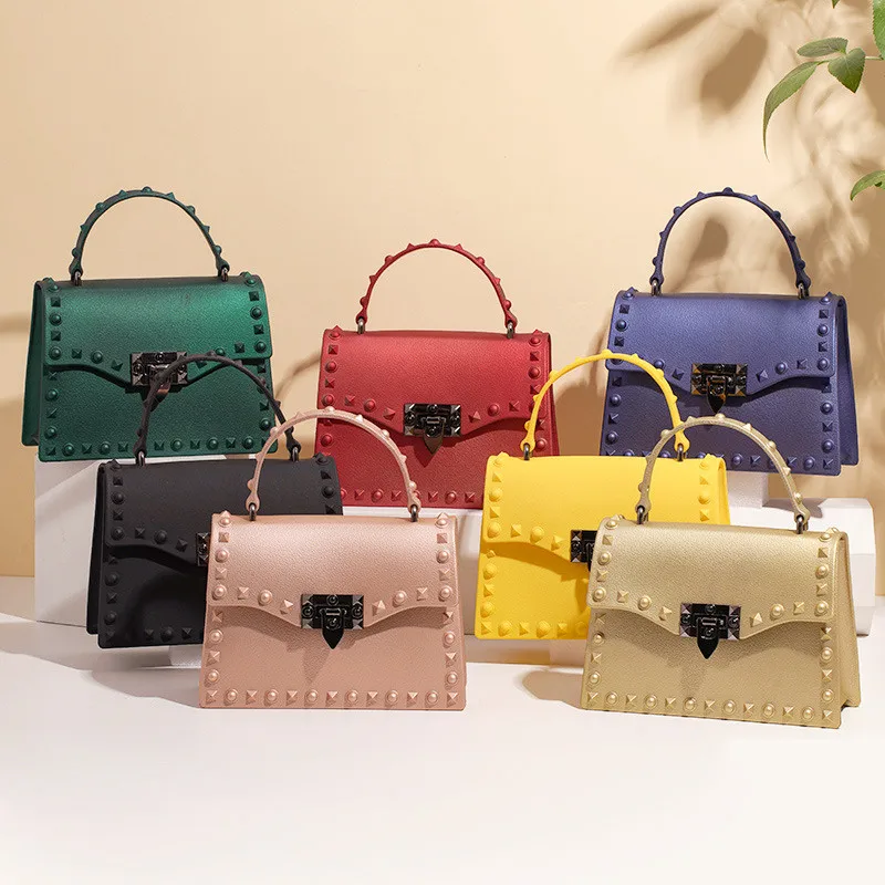 

2020 Wholesale Women Pure Color Matte Frosted Purses Lock Jelly Handbags Chain Crossbody Bag