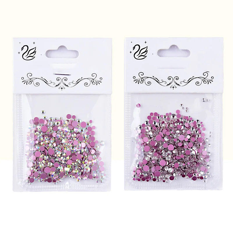 

Fashion Rhinestone Pink Flat Bottom Geometric Crystal Nail Art Charm Nail Gel Nail Sticker Art Decoration Finger Jewelry Women, Colorful