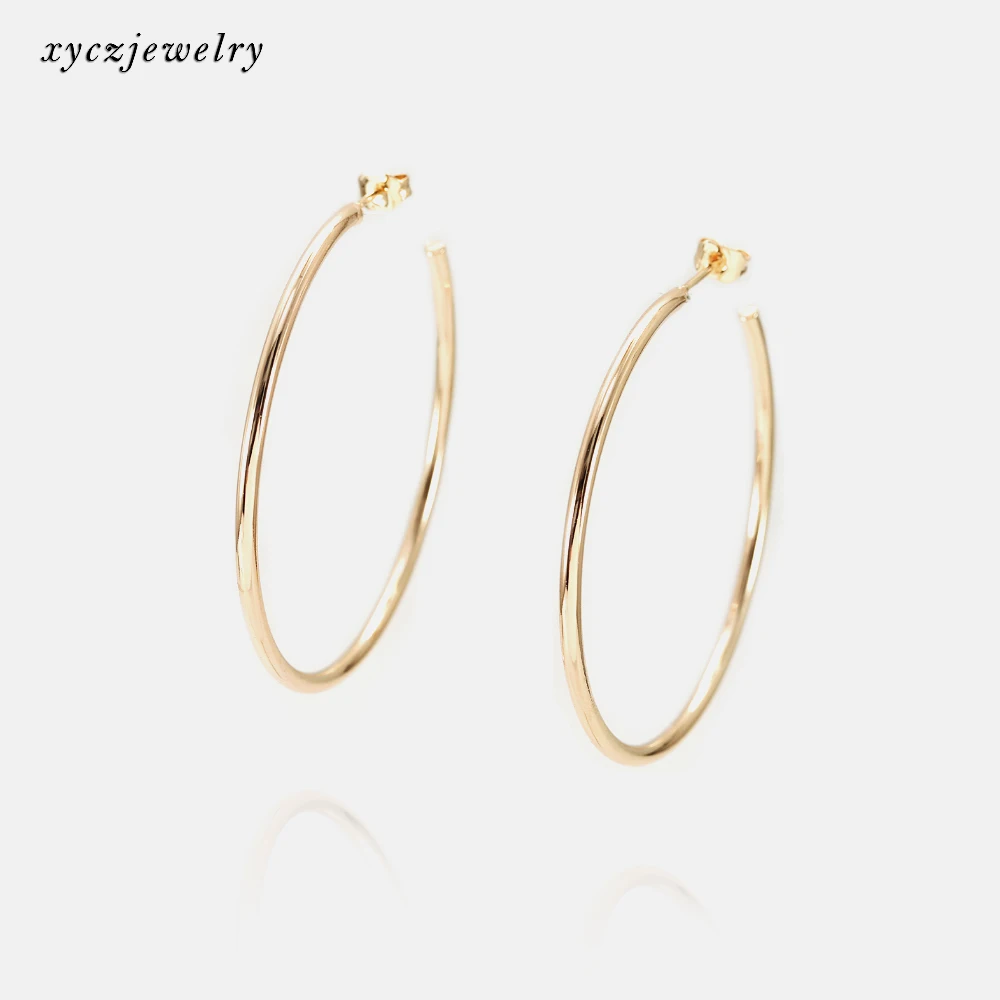 

European American Fashion Gold Hoop Earrings Women Geometric Metal Circle Earrings Minimalist Jewelry, No stone