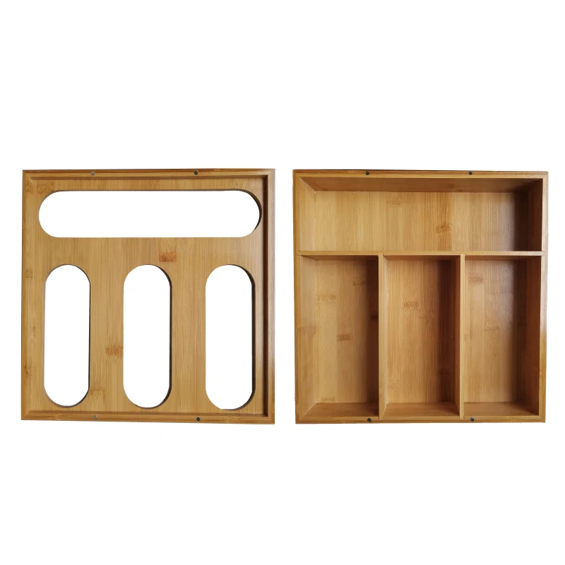 

specially bamboo food storage bag drawer holder with all round magnetic lid