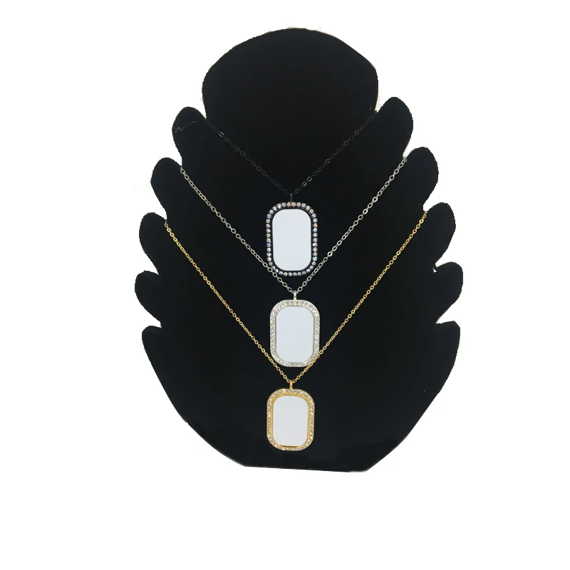 

Rubysub SL-07 Sublimation Blanks Metal Necklace Sublimation Jewelry Oval Shape Pendant Blanks for Custom Promotion Gifts, Silver gold black