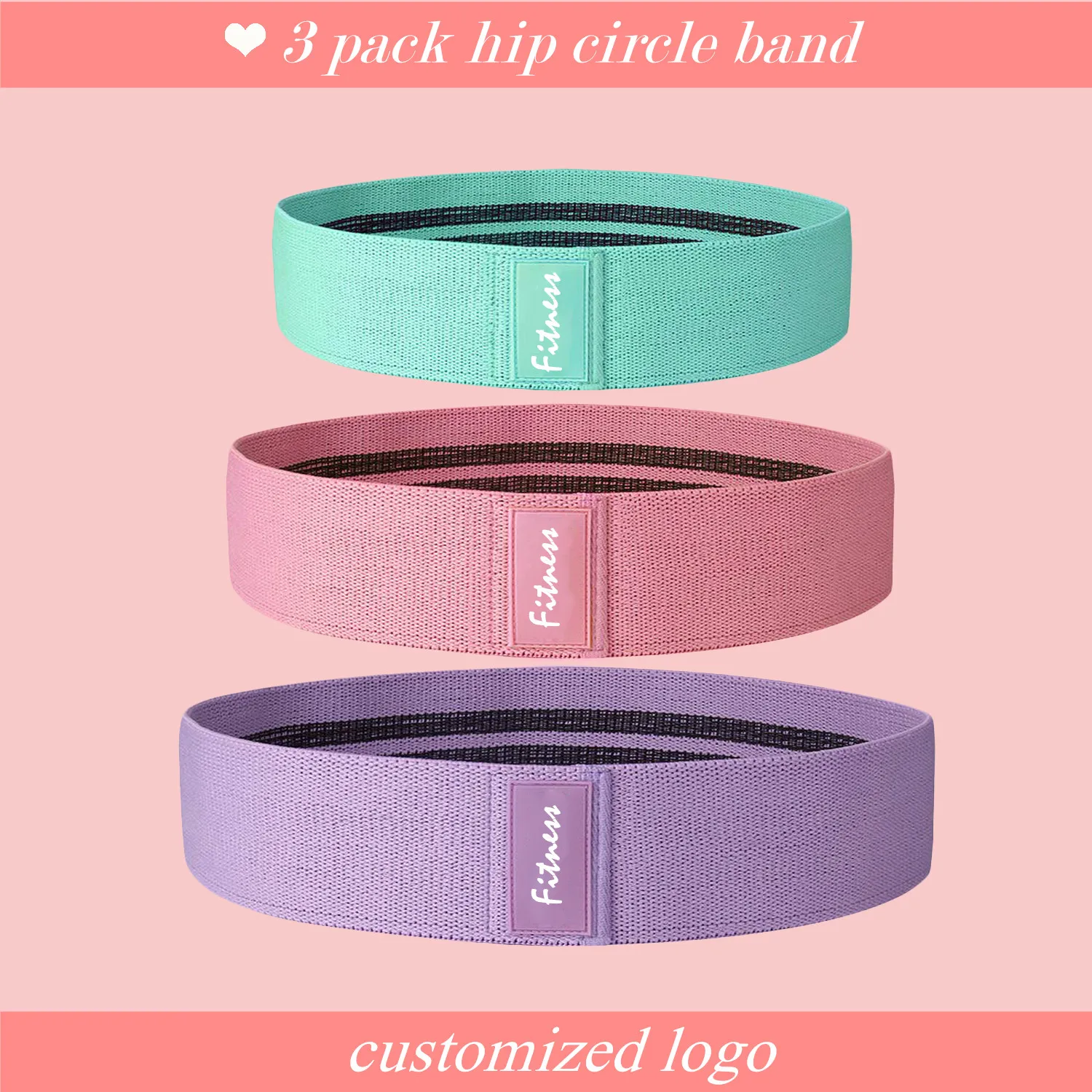 
Factory direct supplier customized label exercise bands / fabric hip circle band /fitness resistance elastic booty band 