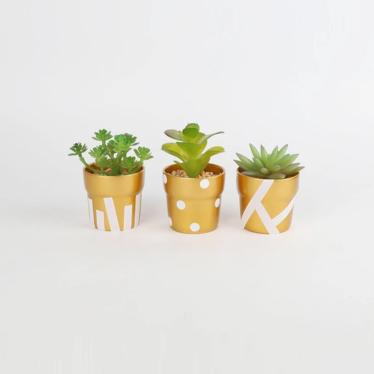 

Popular small sizes metal flower pot bonsai succulent artificial plant for home decor, As photo