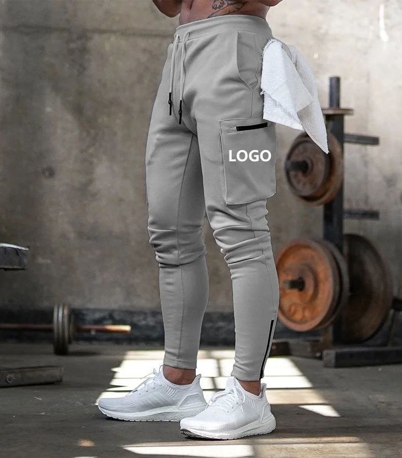 

2020 Wholesale Custom Logo 80% Cotton Fitness Workout Running Jogging Multi Pocket Men Sweatpants Jogger GYM Pants, Picture shows