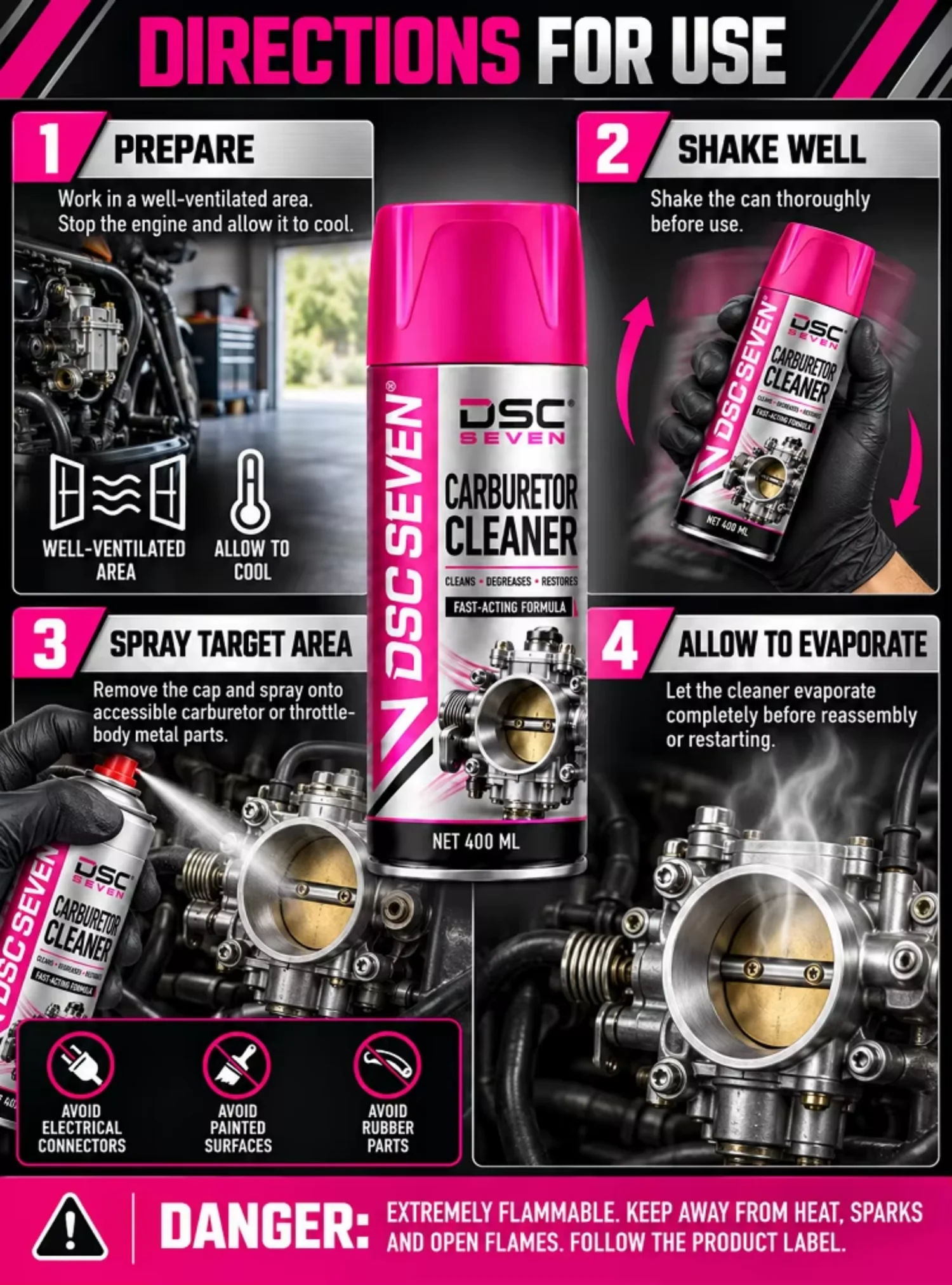 DSC SEVEN High Performance Carb & Choke Cleaner Instant Carbon & Varnish Remover