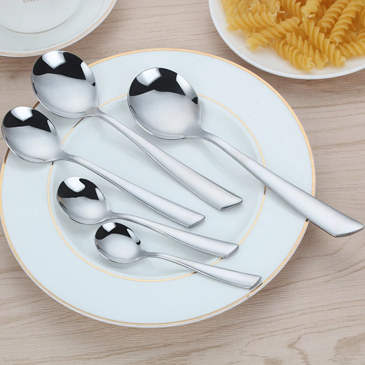 

Table silver serving stainless steel tea and coffee spoons round spoon set