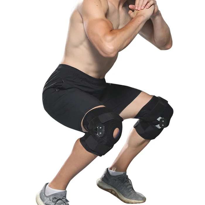 

Factory direct sale customized logo knee brace sports knee brace in stock knee support pads, Black