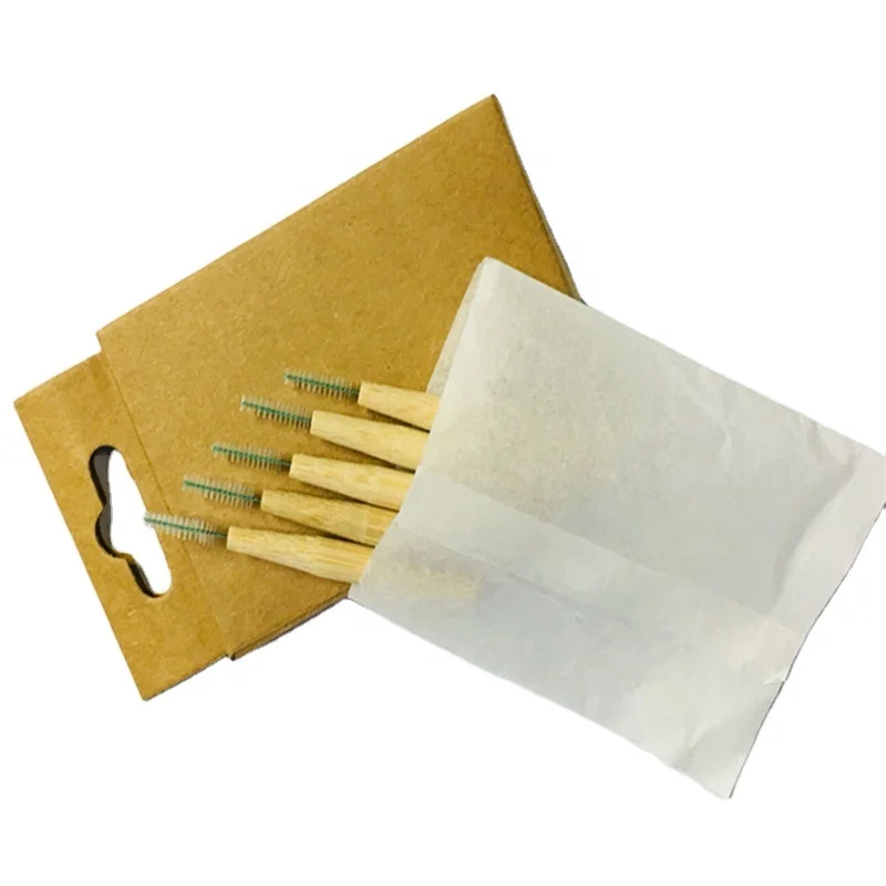 

Sustainably grown bamboo handle interdental brush with 100% recycled biodegradable packaging, Natural bamboo