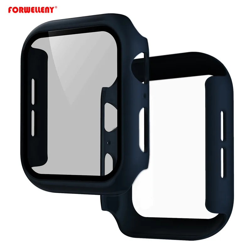 

360 full Screen protector Bumper Frame matte hard Case for Apple watch 5 4 3 2 1 Tempered glass film for iwatch 38 40 42 44mm, Many colors