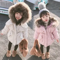 

2019 Children's Fur Girls Coat Winter Jacket For Teenage Girls Warm Hooded Thick Cotton-Padded Long Korean Kids Clothes
