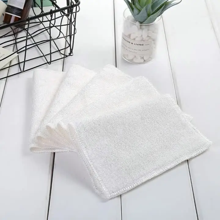 

Factory Custom White Polyester Dish Towel Thickened Absorbent Non-stick Oil Dish Cloth Lint-free Rag Cleaning Towel, As picture