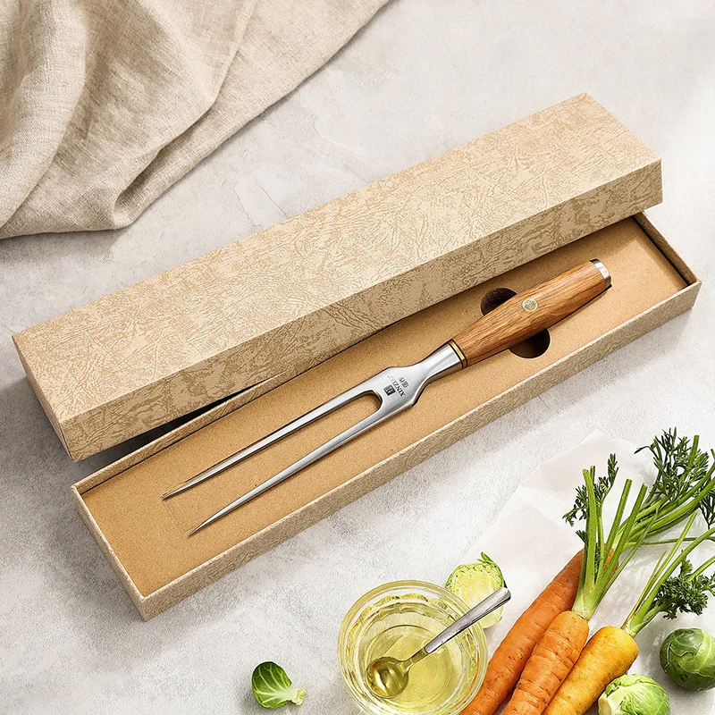 

2022 New 430 Stainless Steel Cooking Grilling Forged BBQ Meat Carving Fork with Olive Wood Handle