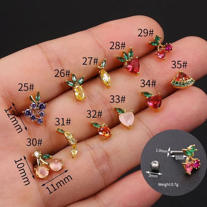 

XIXIA Wholesale Fashion Jewelry Gold Plated Brass Fruits Colourful Zircon Cute Banana Rhinestone Stud Earrings For Women, 18k gold plated