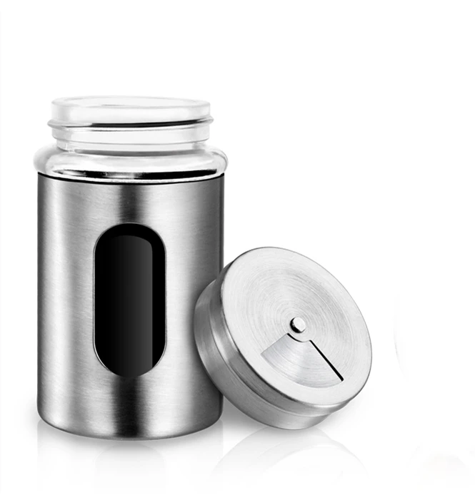 

Kitchen Round 70ml Stainless Steel Herb Bottle Pepper Salt Shaker BBQ Spice Container