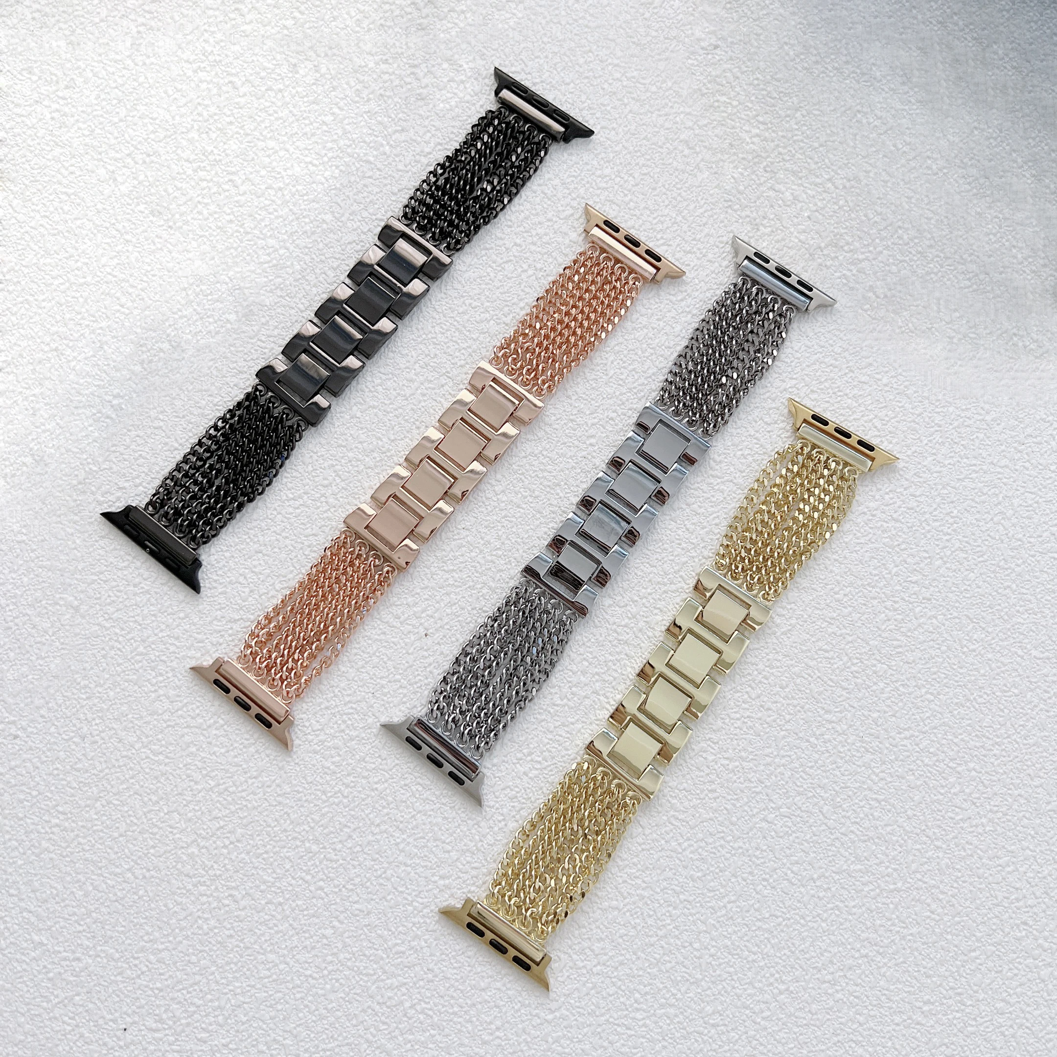 

BOORUI Stainless Steel Metal Luxury Watch Band Shockproof For Iwatch 38mm 45mm For Apple Watch Series 7 Straps