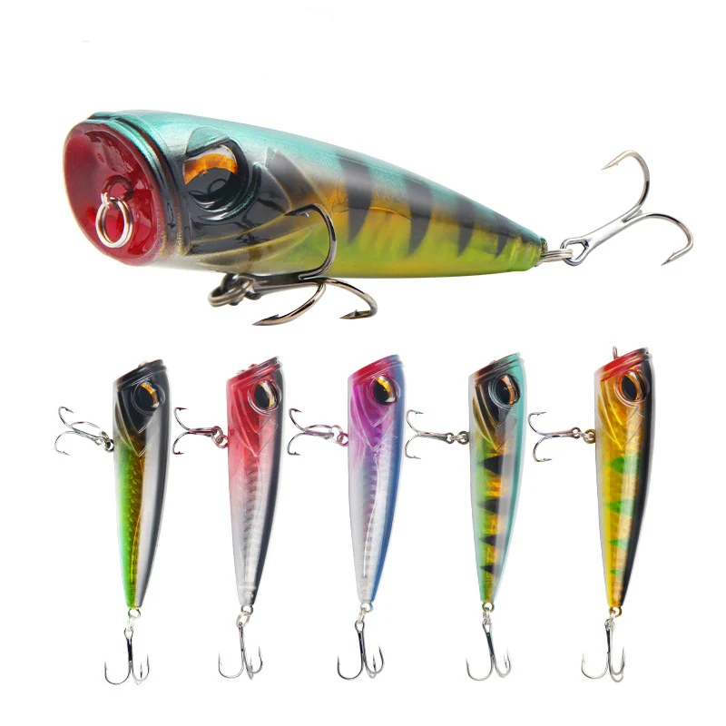 

14g Floating Topwater Fishing Lure Artificial Bait Bass Pike Top water Tuna Popper Trout Fishing Lures Sea Saltwater SwimBait, 5 colors